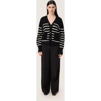 Gestreifte Strickjacke mit V-Ausschnitt