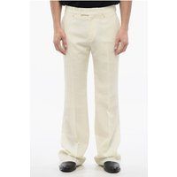 Beige Schlaghose aus Wollmischung