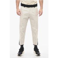 Schmale Baumwolltwill-Hose mit Besatz