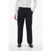 Gestreifte Wollmischung Hose mit Zahl
