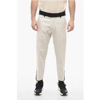 Beige Baumwoll-Twill Slim Fit Hose