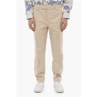 Beige, schmal geschnittene Hose mit niedriger Taille