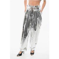 Metallic Plissee-Hose mit hoher Taille