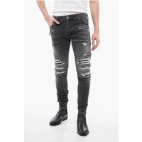 Distressed Skinny Biker Jeans mit Taschen