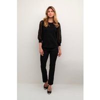 Schwarze Langarm-Bluse mit Spitze