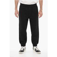 Schwarze einfarbige Strick-Jogginghose