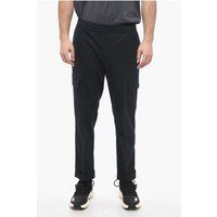 Blaue Cargohose aus Wollmischung mit niedrigem Bund