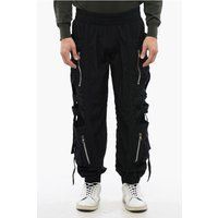 Schwarze Nylon Cargohose mit Bündchen