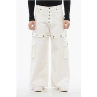 Weiße Cargo Jeans mit weitem Bein