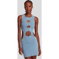 Mini-Jeanskleid mit Cut-Outs und Kristallen