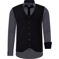 Herren 3-teiliges Hemd Weste Krawatte Set