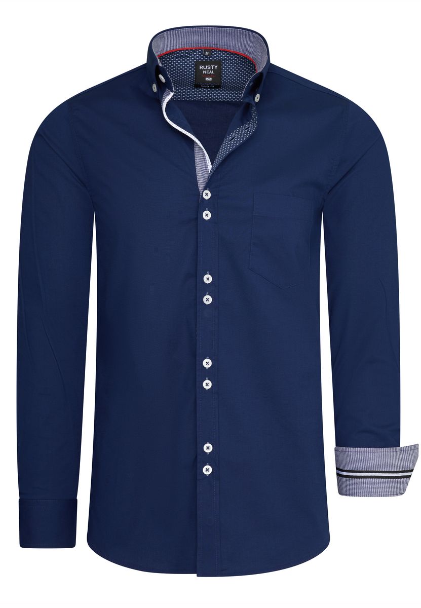 Klassisches marineblaues Regular Fit Hemd