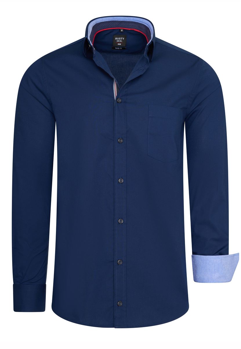Klassisches marineblaues Regular Fit Hemd