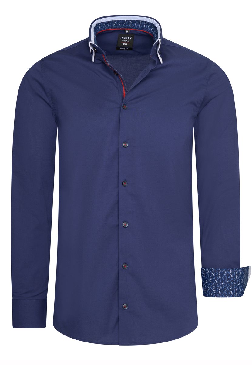 Klassisches marineblaues Regular Fit Hemd