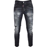 Schwarze Skater Jeans mit Used-Waschung