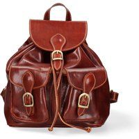 Lederrucksack mit Kordelzug und Taschen