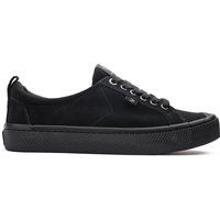 Schwarze Wildleder Plateau Low-Top Sneaker