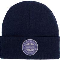Marineblaue Strickmütze mit Logo-Patch