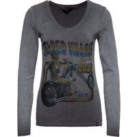 Retro Print Slim Fit Langarmshirt