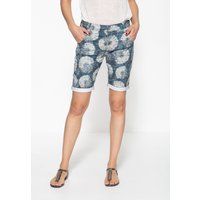 Denim Bermuda Shorts mit Blumenmuster
