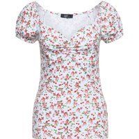 T-Shirt mit Hirsch- und Blumendruck