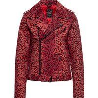Rote Bikerjacke aus Baumwolle mit Leopardenmuster