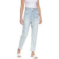 Gestreifte Paperbag-Jeans mit hoher Taille
