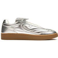 Metallischer Leder Low-Top Trainer