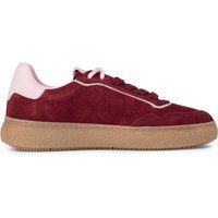 Burgunderrote Wildleder-Sneakers mit Plateausohle
