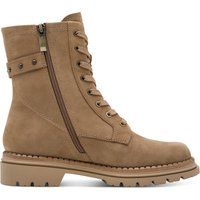 Schnürstiefelette aus Leder mit Reißverschluss