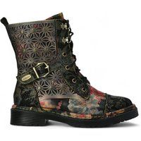 Stiefeletten aus geprägtem Leder mit Blumenmuster