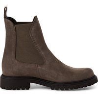 Taupefarbene Wildleder Chelsea Boots mit Blockabsatz