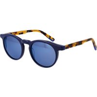 Blaue Sonnenbrille mit rundem Rahmen