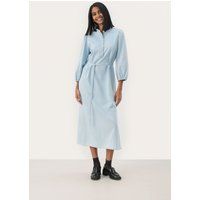 Helles Denim-Midi-Hemdkleid