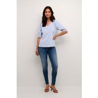 Kurzarm-Bluse Casual fit Mazarine Blue white