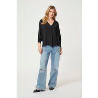 Elegante Langarm Bluse mit V-Ausschnitt