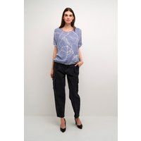 Ärmellose Bluse Loose fit Indigo Blue/Turtledove Leaf blue white