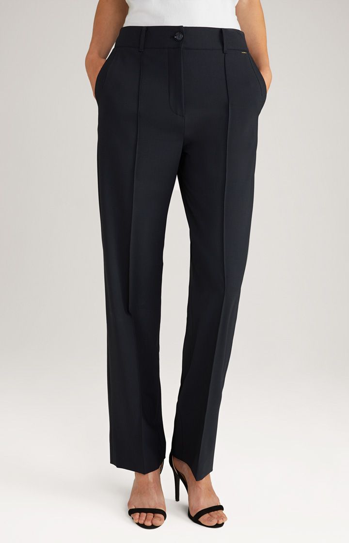 Joop! Marlenehose mit weitem Bein aus dunkelblauem Woll-Stretch