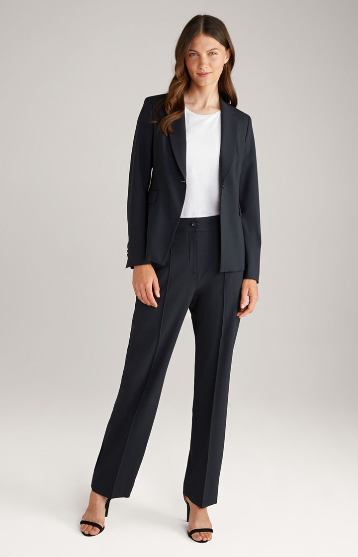 Joop! Marlenehose mit weitem Bein aus dunkelblauem Woll-Stretch