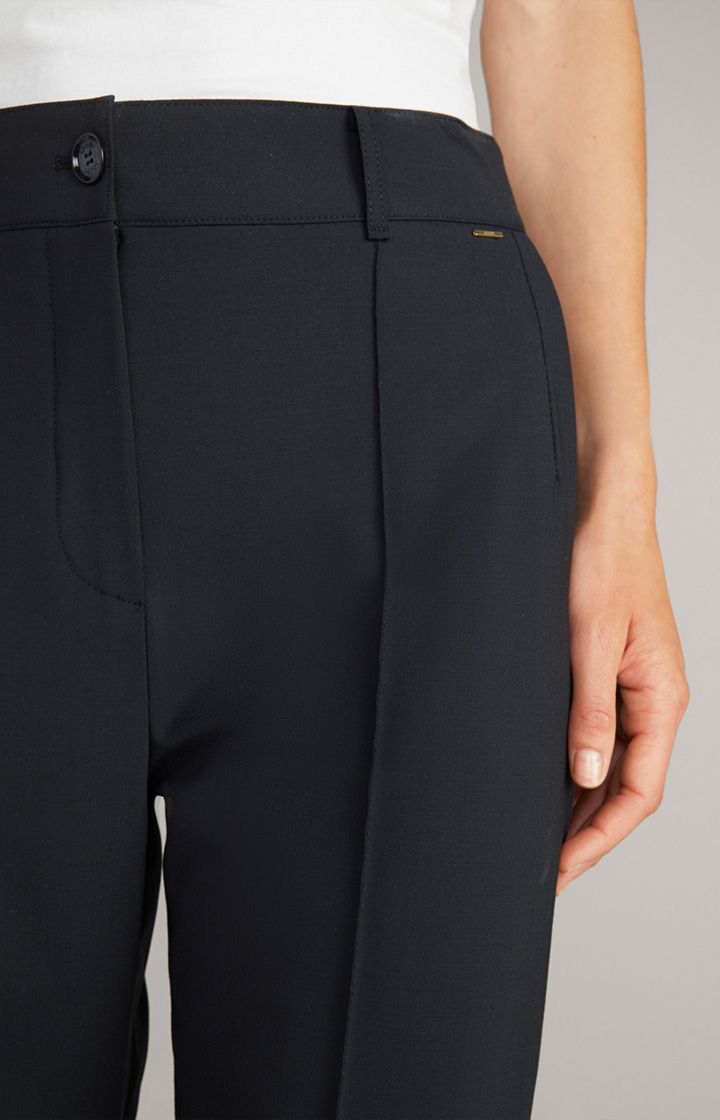 Joop! Marlenehose mit weitem Bein aus dunkelblauem Woll-Stretch