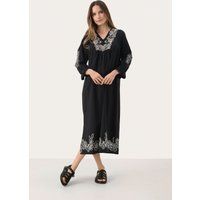 Besticktes Midikleid aus Leinenmischung