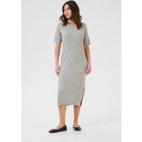Geripptes Strick-Midikleid Kurzarm