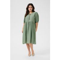 Grünes, gestuftes Midikleid mit Bindeband