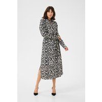 Leopardenmuster Midi Hemdkleid