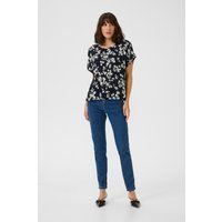 Kurzarm-Bluse Relaxed fit Marine Flower floral
