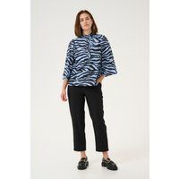 Blau-schwarze Bluse mit Zebra-Print