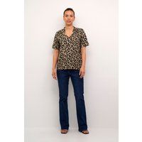 Kurzarm-Bluse Regular fit Brown/Black Animal Print