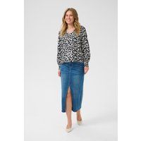 Kurzarm-Bluse Baggy fit White/Black Leopard