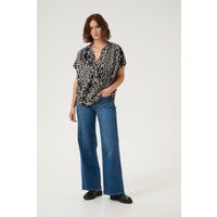Kurzärmelige Bluse mit Animal-Print