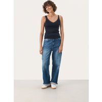 Schmales Jersey-Tanktop mit Spitzenbesatz